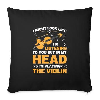 Drôle de violoniste Instrumentiste - Housse de coussin décorative 45 x 45 cm - noir - Devant