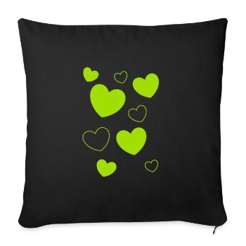 Coeur Motif Coeur Vert Motif Coeur Vert Motif Coeur Vert - Housse de coussin décorative 45 x 45 cm - noir - Devant