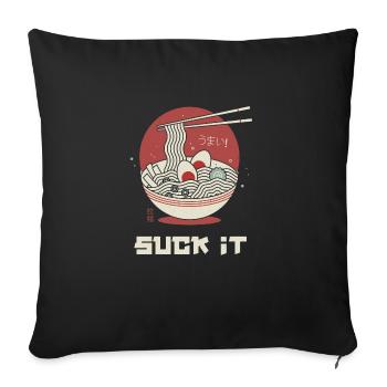 China Nudeln Suck it - Lustiges - Sofakissenbezug 45 x 45 cm - Schwarz - Vorne