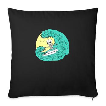 Skeleton surfing on Wave - Sofakissenbezug 45 x 45 cm - Schwarz - Vorne