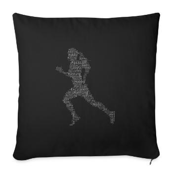 Course de fitness hommes Course à pied Jogging féminin - Housse de coussin décorative 45 x 45 cm - noir - Devant