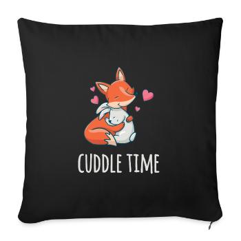 Cuddle time renard et lapin qui s’aiment - Housse de coussin décorative 45 x 45 cm - noir - Devant