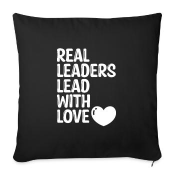 Les vrais leaders dirigent avec amour - Housse de coussin décorative 45 x 45 cm - noir - Devant