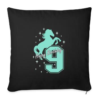 9. Geburtstag Reiten Pferd Reitstall - Sofakissenbezug 45 x 45 cm - Schwarz - Vorne