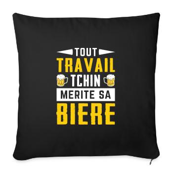 Tout travail Tchin mérite sa bière - Housse de coussin décorative 45 x 45 cm - noir - Devant