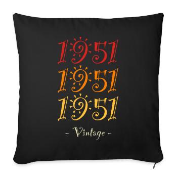 1951 vintage - Sofa pillowcase 17,3'' x 17,3'' (45 x 45 cm) - black - Front