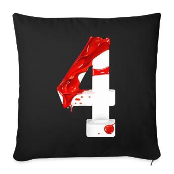NR. 4 NUMMER 4 ROT WEIß 4. GEBURTSTAG - Sofakissenbezug 45 x 45 cm - Schwarz - Vorne