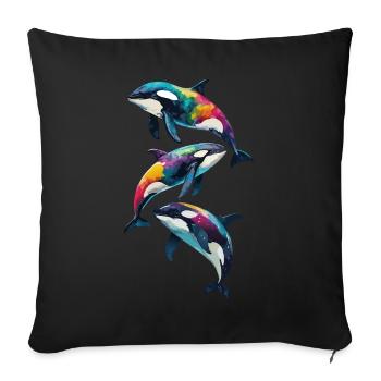 La fascination des orques : les chasseurs majestueux - Housse de coussin décorative 45 x 45 cm - noir - Devant