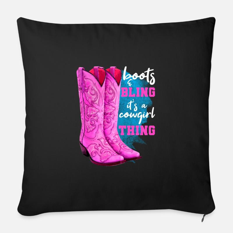 Stiefel und Bling - Sofakissenbezug 45 x 45 cm - Schwarz