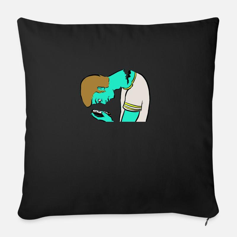 Smombie Smartphone Zombie - Housse de coussin décorative 45 x 45 cm - noir
