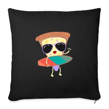 Planche de surf Pizza ananas Hawaii surf - Housse de coussin décorative 45 x 45 cm - noir - Devant