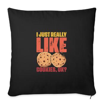 J’aime vraiment les biscuits rétro pour les amateurs de biscuits - Housse de coussin décorative 45 x 45 cm - noir - Devant