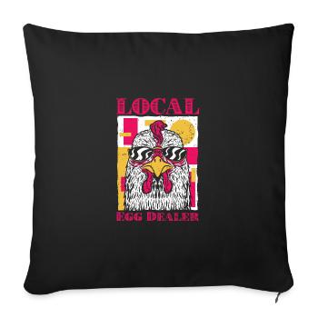 Super marchand d’œufs local Poulet d’élevage Poulet - Housse de coussin décorative 45 x 45 cm - noir - Devant