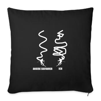 Ski ski ski skieur idée cadeau - Housse de coussin décorative 45 x 45 cm - noir - Devant