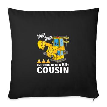 Je vais être un grand cousin Excavatrices - Housse de coussin décorative 45 x 45 cm - noir - Devant