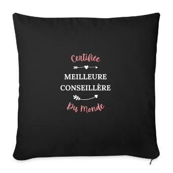 Certifiée meilleure conseillère du monde - Housse de coussin décorative 45 x 45 cm - noir - Devant