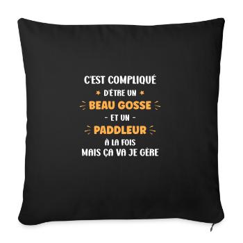Compliqué beau gosse et paddleur - Housse de coussin décorative 45 x 45 cm - noir - Devant