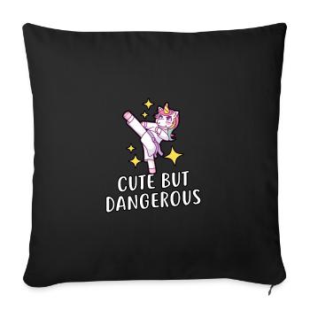 Karaté mignon mais licorne - Housse de coussin décorative 45 x 45 cm - noir - Devant