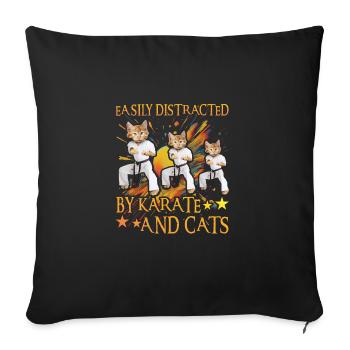 Lässt sich leicht von Karate und Katzen ablenken - Sofakissenbezug 45 x 45 cm - Schwarz - Vorne