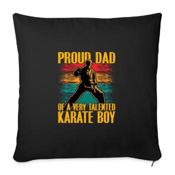 Fier papa d’un garçon de karaté très talentueux - Housse de coussin décorative 45 x 45 cm - noir - Devant