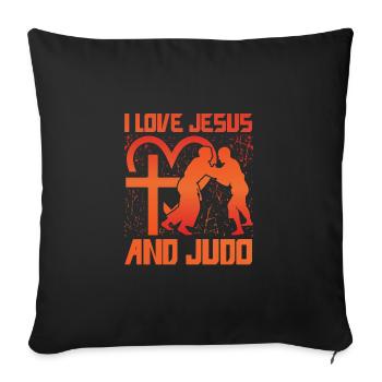 I love Jesus and my Judo - Sofa pillowcase 17,3'' x 17,3'' (45 x 45 cm) - black - Front