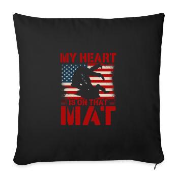 Mon cœur est sur ce tapis de judo - Housse de coussin décorative 45 x 45 cm - noir - Devant