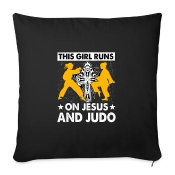 This Girl runs on Jesus and Judo - Sofa pillowcase 17,3'' x 17,3'' (45 x 45 cm) - black - Front