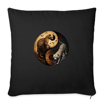 Yin Yang Chats sauvages - Housse de coussin décorative 45 x 45 cm - noir - Devant