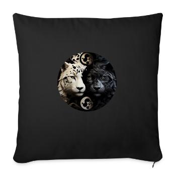 Yin Yang Chats sauvages - Housse de coussin décorative 45 x 45 cm - noir - Devant
