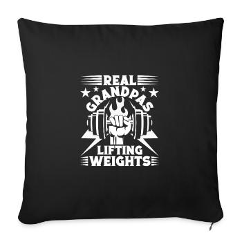 luPowerlifting Bodybuilder Real Grandpas Lifting G - Housse de coussin décorative 45 x 45 cm - noir - Devant