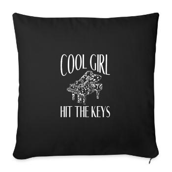 Piano Musicien Cool Girl Hit The Keys Piano - Housse de coussin décorative 45 x 45 cm - noir - Devant