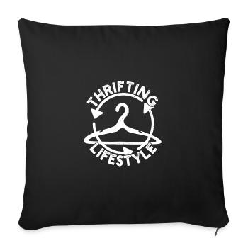 Thrift Shop Thrifting Lifestyle Love Thrifting - Sofa pillowcase 17,3'' x 17,3'' (45 x 45 cm) - black - Front