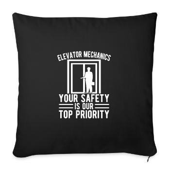 Funny Elevator Mechanic Your Safety Top Priority - Sofa pillowcase 17,3'' x 17,3'' (45 x 45 cm) - black - Front