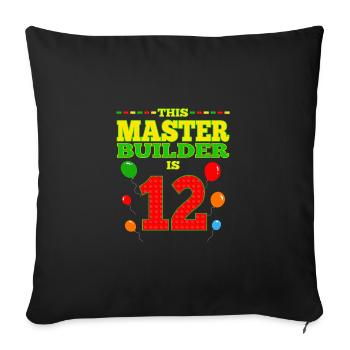 boys biMaster Builder 12 Years Old Block Building - Sofakissenbezug 45 x 45 cm - Schwarz - Vorne