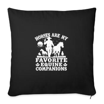 Horseback Riding My Favorite Equine Companions - Sofa pillowcase 17,3'' x 17,3'' (45 x 45 cm) - black - Front