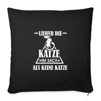 Katzen Tshirt-Sack - Sofakissenbezug 45 x 45 cm - Schwarz - Vorne