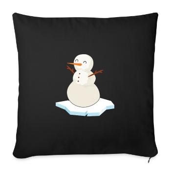 Bain de glace « Bonhomme de neige au trou de glace » Baignade hivernale - Housse de coussin décorative 45 x 45 cm - noir - Devant