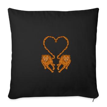Guépard couple Saint Valentin - Housse de coussin décorative 45 x 45 cm - noir - Devant