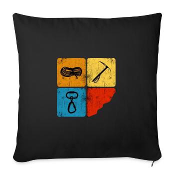 Alpinist Bergsteiger Kletterseil Fels Eisklettern - Sofakissenbezug 45 x 45 cm - Schwarz - Vorne