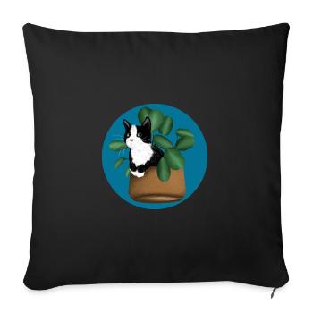 Freche Katze im Blumentopf Blumen Katzenliebhaber - Sofakissenbezug 45 x 45 cm - Schwarz - Vorne