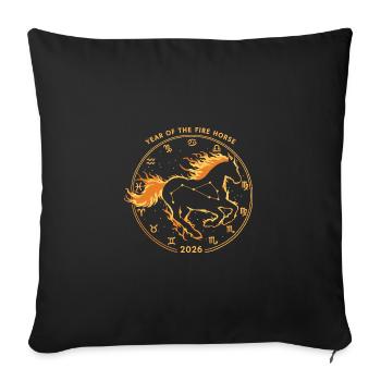 Chinese New Year 2026 | Year of the Fire Horse - Sofa pillowcase 17,3'' x 17,3'' (45 x 45 cm) - black - Front