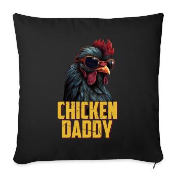 Poulet Papa Poulets Fête des pères Volaille Éleveur Coq - Housse de coussin décorative 45 x 45 cm - noir - Devant