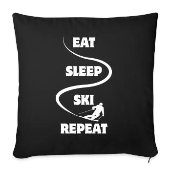 Eat Sleep Ski Repeat - Ski - Ski - Sofa pillowcase 17,3'' x 17,3'' (45 x 45 cm) - black - Front