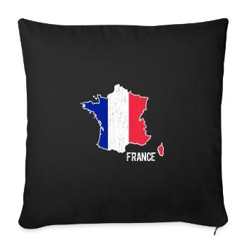 France Flag Map Outline - Sofa pillowcase 17,3'' x 17,3'' (45 x 45 cm) - black - Front