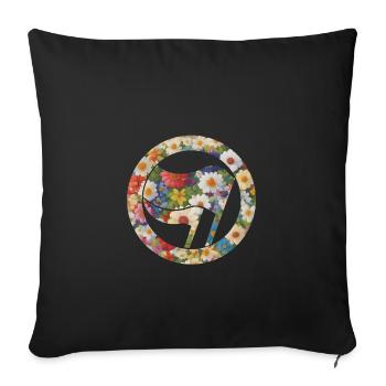 Flags Flags Floral Pattern Flowers - Sofa pillowcase 17,3'' x 17,3'' (45 x 45 cm) - black - Front