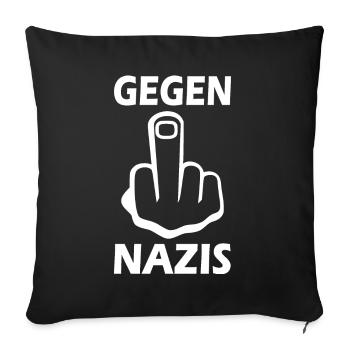 Gegen nazis Mittelfinger - Sofakissenbezug 45 x 45 cm - Schwarz - Vorne