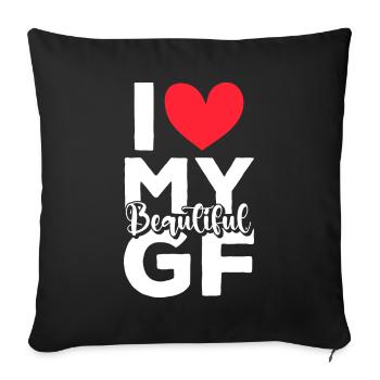 Paare Liebe Herz Freund Geschenkidee Beziehung - Sofakissenbezug 45 x 45 cm - Schwarz - Vorne