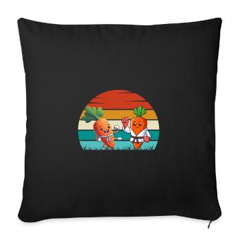 Karaté Carottes - Housse de coussin décorative 45 x 45 cm - noir - Devant