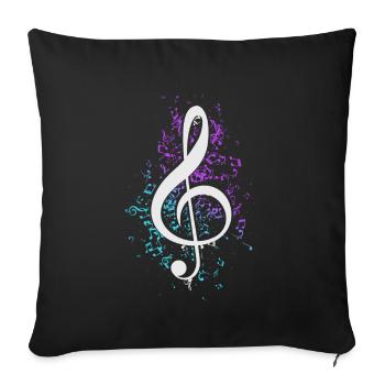 Clé de violon colorée Musiques musicales - Housse de coussin décorative 45 x 45 cm - noir - Devant