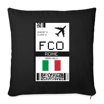 Rome, Italy Boarding Pass - FCO Flight Ticket - Sofa pillowcase 17,3'' x 17,3'' (45 x 45 cm) - black - Front